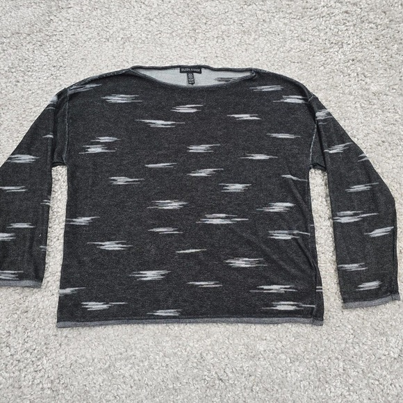 Eileen Fisher Shirt Womens XS Gray Long Sleeve Pullover Boat Neck Tencel Aztec - Picture 1 of 10
